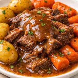 Slow-Cooker-Topfbraten Rezept mit selbstgemachter Soße, Instant Download PDF