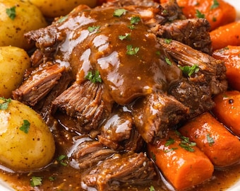 Slow Cooker Pot Roast Recipe with Homemade Gravy Instant Download PDF