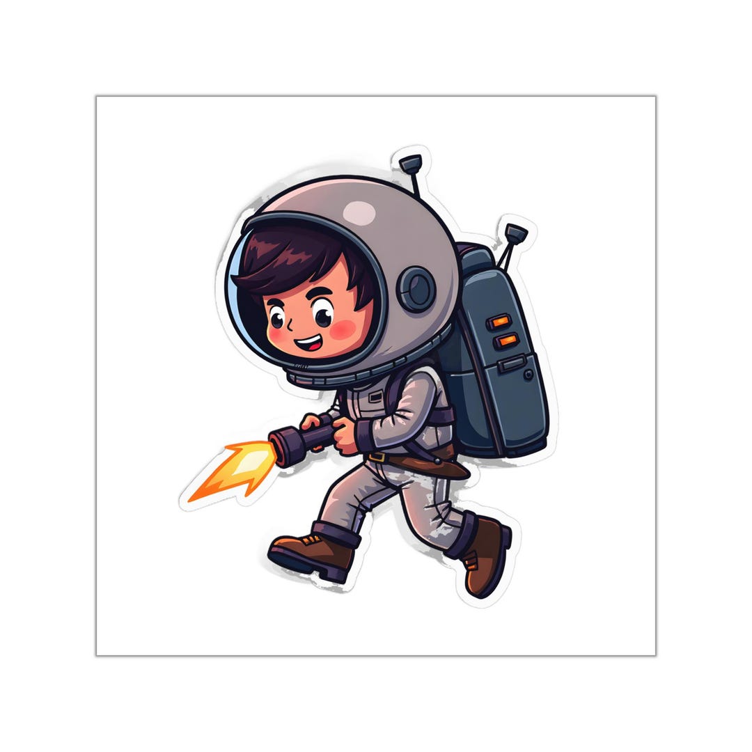 Astronaut Laptop Sticker, Space Vinyl Decal, Cartoon Jetpack Sticker ...