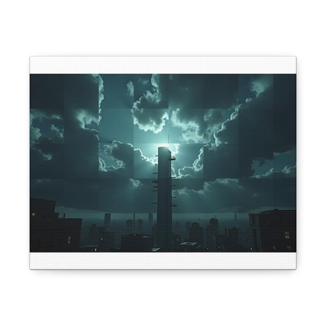 City Skyscraper Canvas Wall Art | Dramatic Urban Landscape Home Decor ...