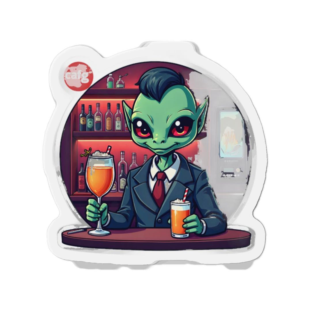 Alien Bartender Fridge Magnet, Funny Kitchen Magnet, Sci-fi ...