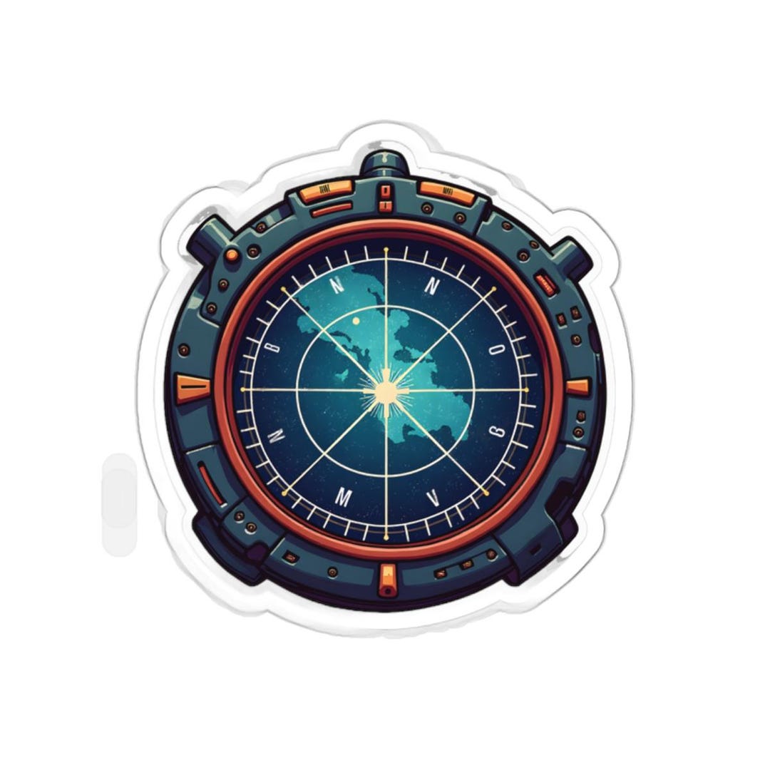 Compass Vinyl Sticker, Sci Fi Adventure Decal, Waterproof Laptop ...