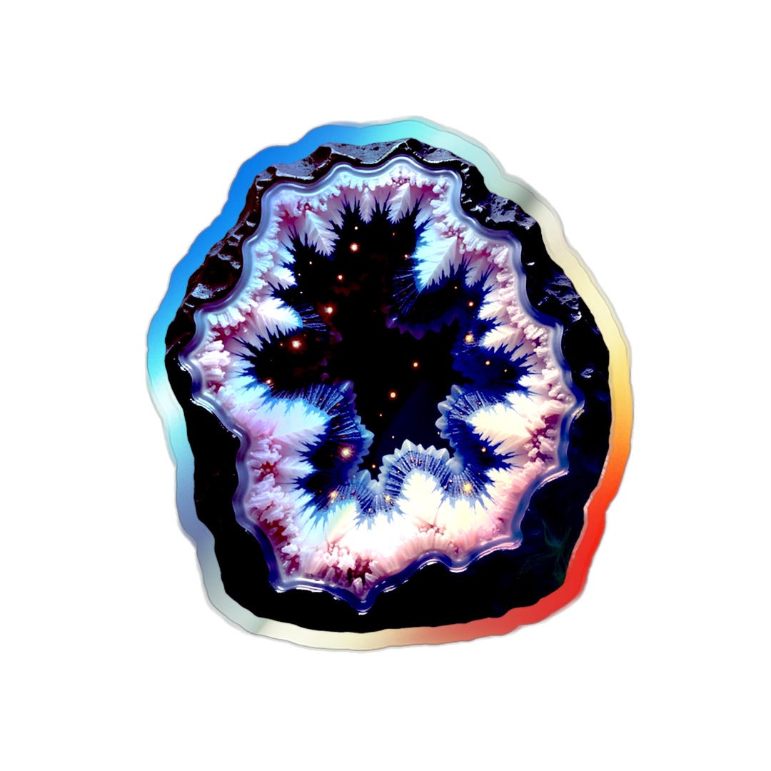 Geode Sticker Geode Crystal Holographic Sticker, Mystical Laptop Decal, Waterproof ...