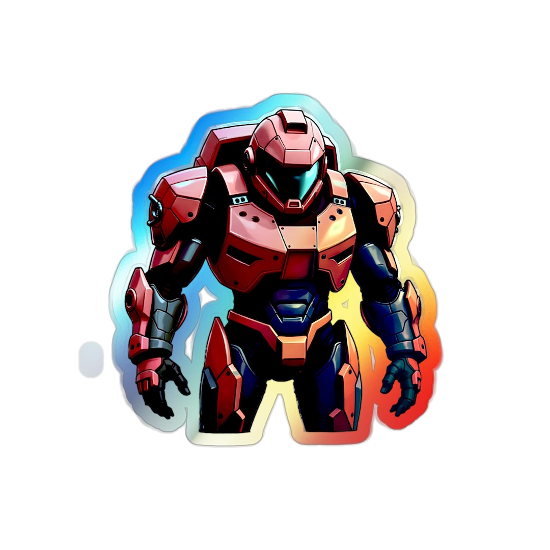 Robot Armor Holographic Sticker, Mech Suit Laptop Decal, Gaming Vinyl ...