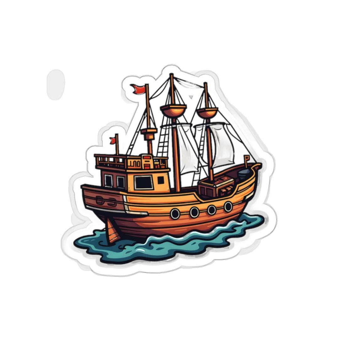 Pirate Ship Sticker, Nautical Vinyl Decal, Adventure Laptop Sticker ...