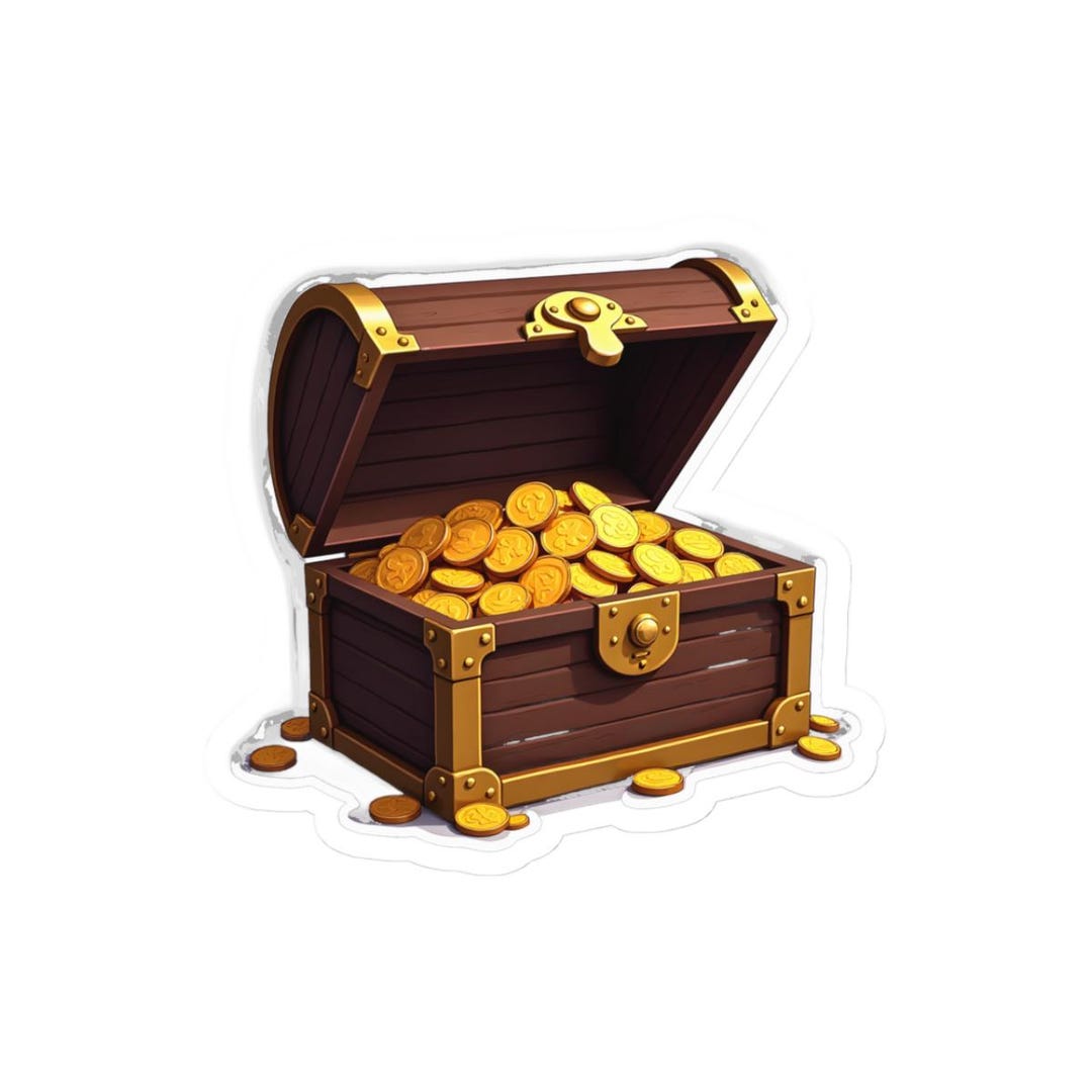 Treasure Chest Sticker, Cartoon Pirate Gold Vinyl Decal, Adventure ...