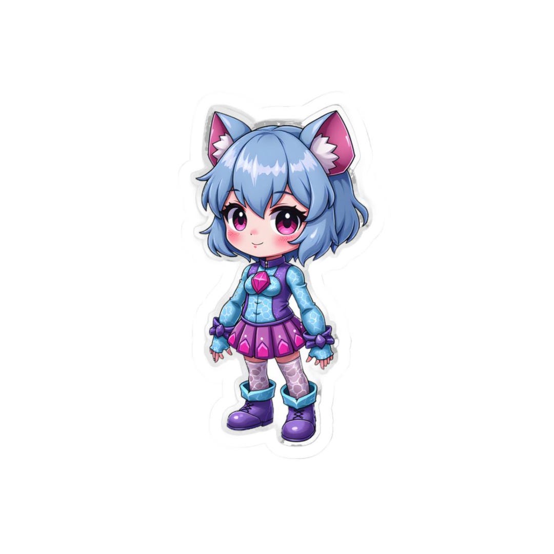 Anime Cat Girl Sticker, Kawaii Chibi Vinyl Decal, Cute Laptop Sticker ...