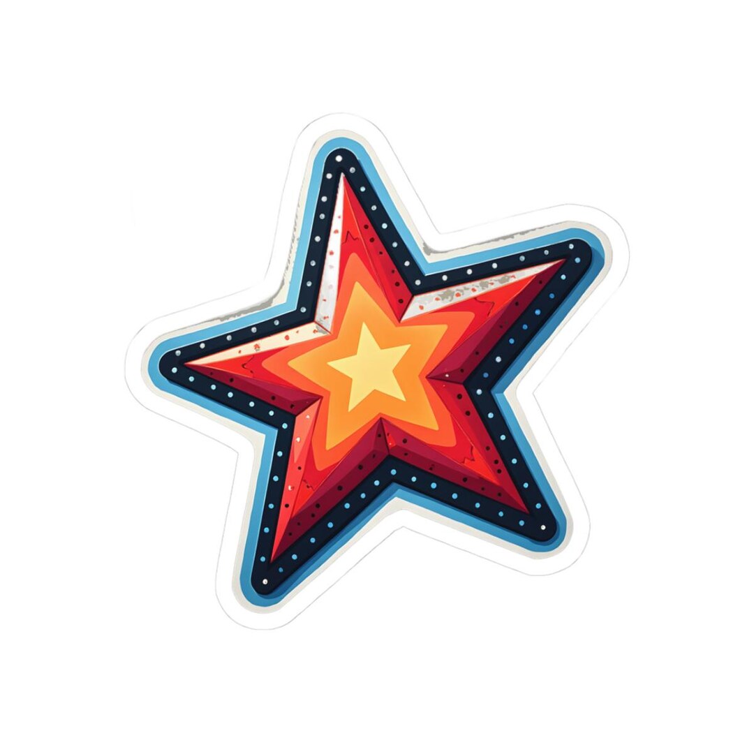 Vintage Star Badge Sticker, Retro Neon Sign Decal, Americana Laptop ...