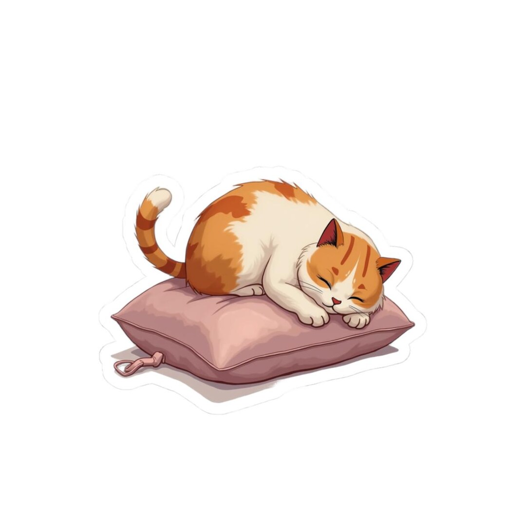 Sleeping Cat Vinyl Sticker | Cute Kitty Decal | Laptop Sticker for Cat ...