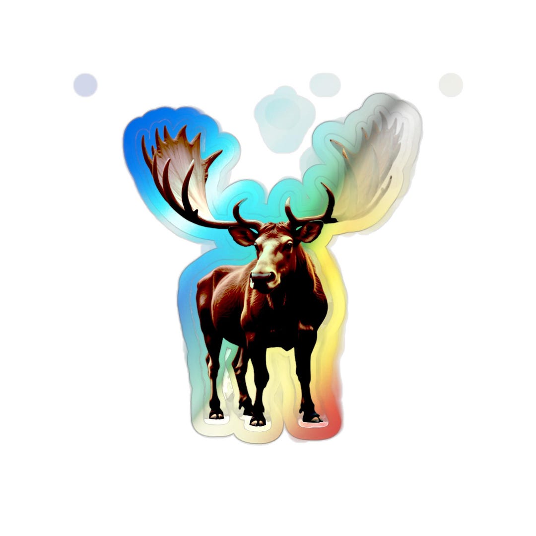 Moose Sticker Holographic Laptop Decal, Wildlife Vinyl Sticker ...