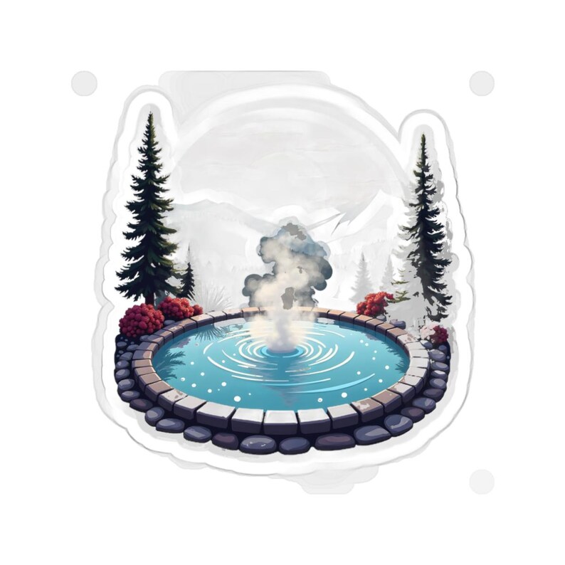 Spring Water Sticker Hot Springs Sticker, Nature Vinyl Decal, Laptop Sticker, Water Bottle ...