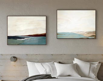 Abstract Valley Oil Painting on Canvas, Minimalist Landscape Wall Art