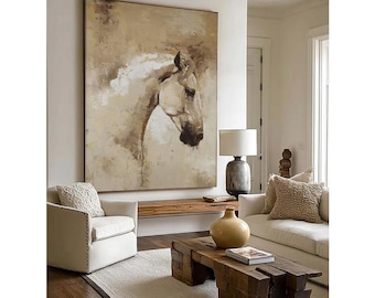 Abstract Horse Oil Painting, Equine Canvas Wall Art, Home Decor