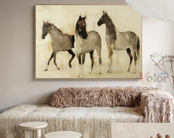 Abstract Horse Oil Painting, Equine Canvas Wall Art