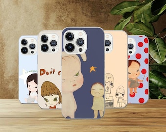 Yoshitomo Nara Phone Case Modern Art Cover For iPhone 17Pro, 16, 15, 14, 13, 12, Samsung S26, S25, S24, S23Fe, A16, A26, A56, Pixel 10, 9Pro