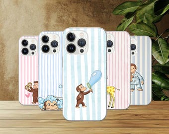Funda de teléfono Curious Monkey con diseño de George para iPhone 17Pro, 16, 15, 14, 13, 12, Samsung S26, S25, S24, S23Fe, A16, A26, A56, Pixel 10, 9Pro