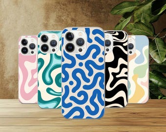 Wavy Abstract Phone Case Groovy Swirl Cover For iPhone 17Pro, 16, 15, 14, 13, 12, Samsung S26, S25, S24, S23Fe, A16, A26, A56, Pixel 10,9Pro
