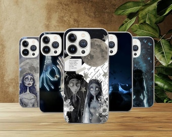 Funda de teléfono de La Novia Cadáver con temática de terror para iPhone 17Pro, 16, 15, 14, 13, 12, Samsung S26, S25, S24, S23Fe, A16, A26, A56, Pixel 10, 9Pro