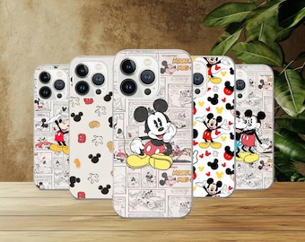 Funda clásica de Mickey Mouse para iPhone 17Pro, 16, 15, 14, 13, 12, Samsung S26, S25, S24, S23Fe, A16, A26, A56, Pixel 10, 9Pro