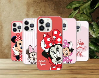 Minnie Mouse Phone Case Disney Cover For iPhone 17Pro, 16, 15, 14, 13, 12, Samsung S26, S25, S24, S23Fe, A16, A26, A56, Pixel 10, 9Pro