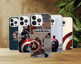 Funda para teléfono de Capitán América, diseño de héroe, compatible con iPhone 17 Pro, 16, 15, 14, 13, 12, Samsung S26, S25, S24, S23 Fe, A16, A26, A56, Pixel 10 y 9 Pro.