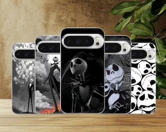 Jack Skellington Phone Case Nightmare Cover for Google Pixel 10, 10Pro, 9, 9Pro, 8A, 8, 7A, 6A, Samsung S26, S25, S24Fe, A16, iPhone 17, 16