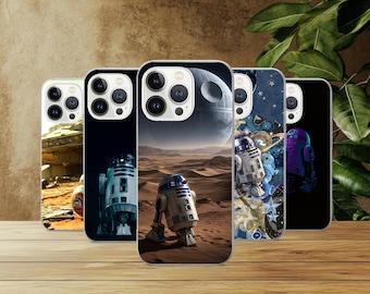 Funda de teléfono R2D2 de Star Wars para iPhone 17Pro, 16, 15, 14, 13, 12, Samsung S26, S25, S24, S23Fe, A16, A26, A56, Pixel 10, 9Pro