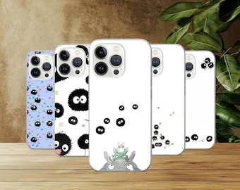 Funda de teléfono Soot Sprite de Studio Ghibli para iPhone 17Pro, 16, 15, 14, 13, 12, Samsung S26, S25, S24, S23Fe, A16, A26, A56, Pixel 10, 9Pro