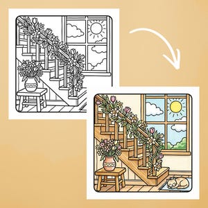Spring Coloring Book – Cozy Bold & Easy Spring Coloring Pages for Adult, Simple Relaxing Home and Garden Coloring, Printable PDF