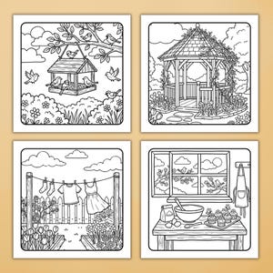 Spring Coloring Book – Cozy Bold & Easy Spring Coloring Pages for Adult, Simple Relaxing Home and Garden Coloring, Printable PDF