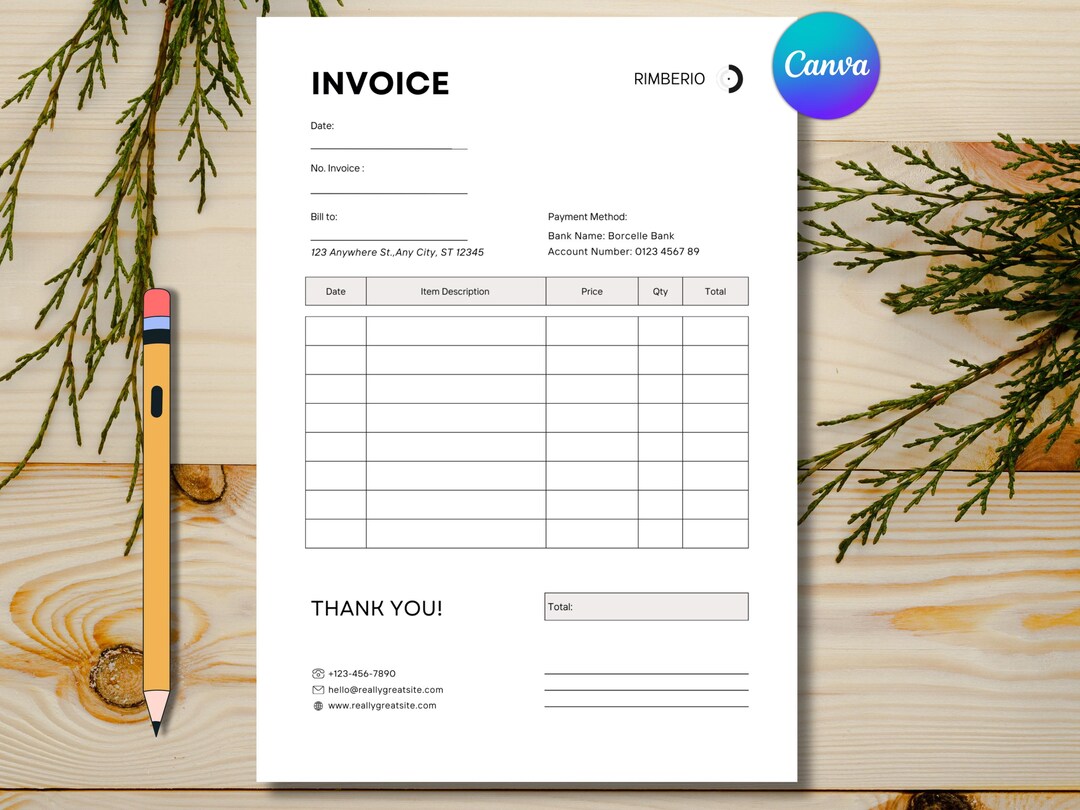 Editable Business Canva Invoice Template | Customizable Printable for ...