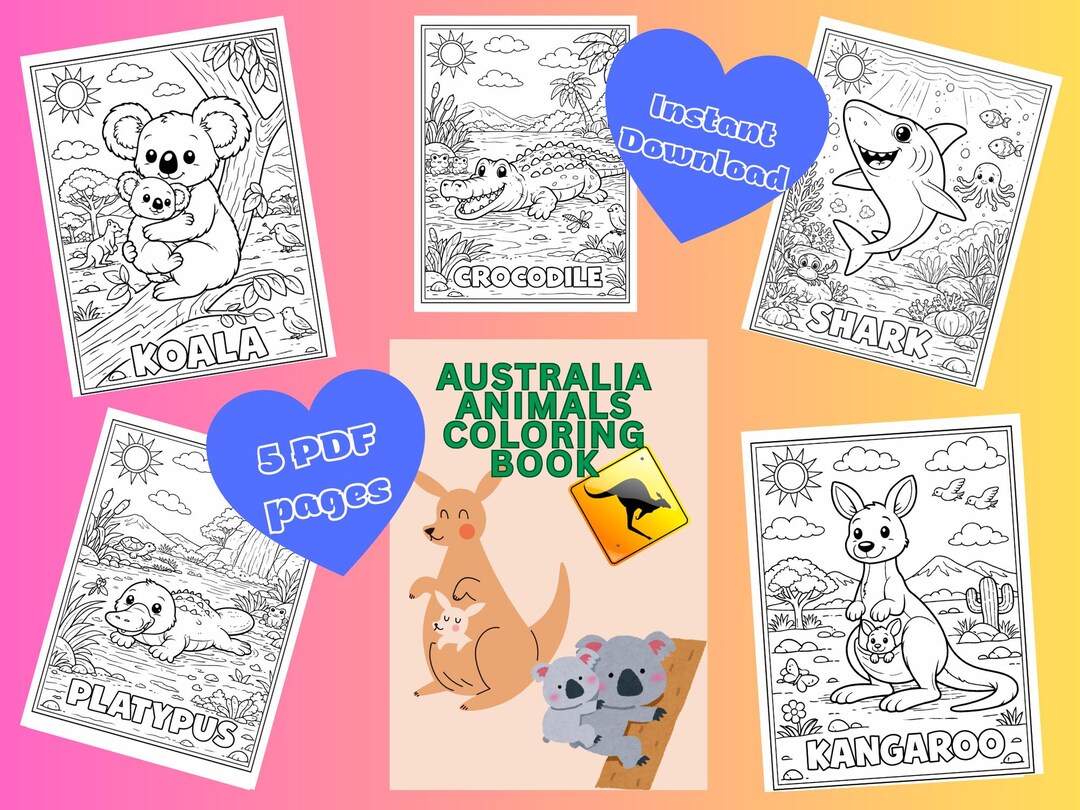 Australian Animals Coloring Book for Kids - Printable PDF - Koala ...