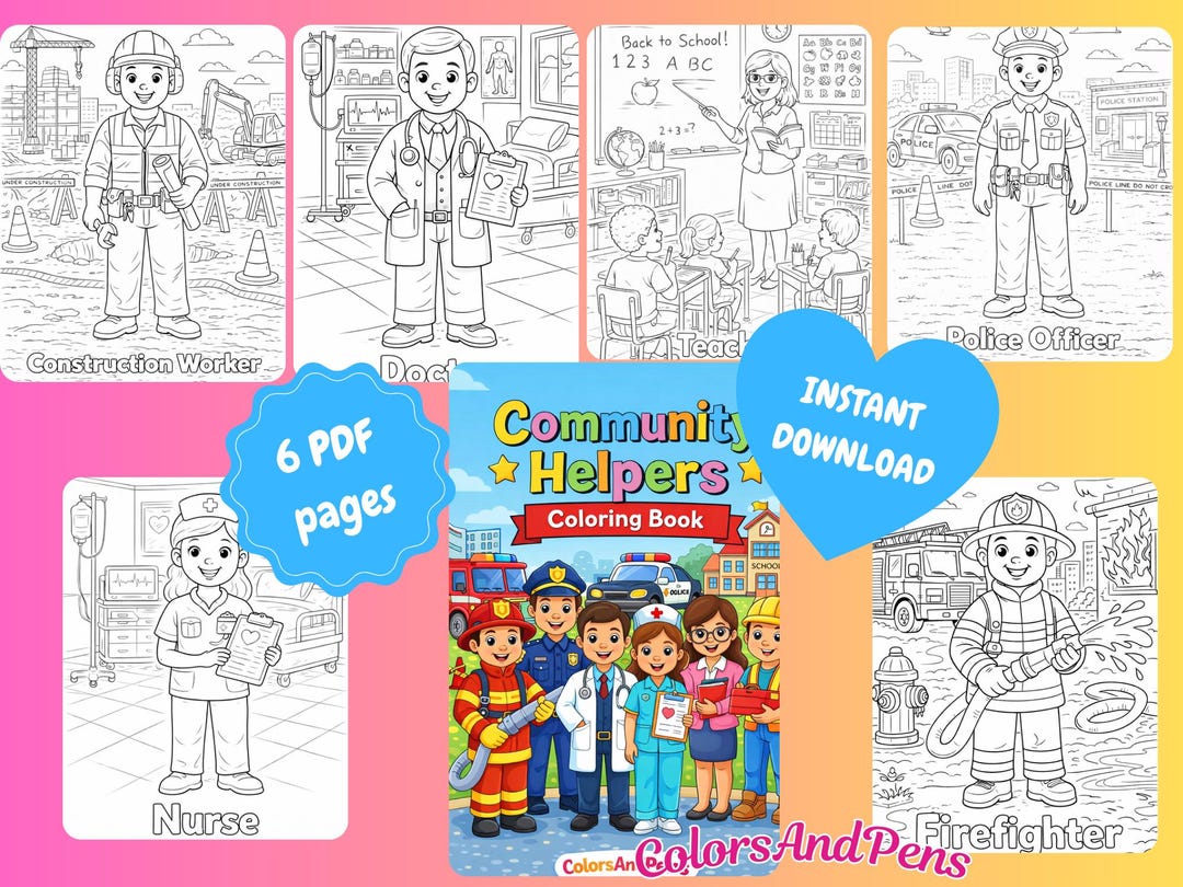 Community Helpers Coloring Book for Kids | Preschool Printable PDF - Etsy