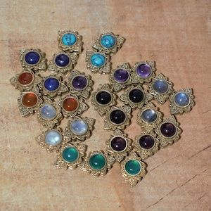 9 Different Oval Shape Birthstone Charms Minimalist Brass Charms brass groove frame for micro macrame jewelry
