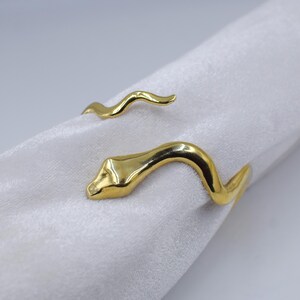 18K Gold Snake Cuff Bracelet Adjustable, Minimalist Serpent Bangle, Boho Statement Jewelry, Open Cuff Bracelet Gift for Women