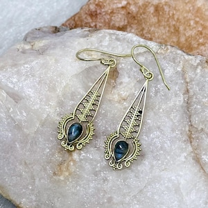 Buy Natural Labradorite Gemstone Dangle Earring, 18K Gold Vermeil Hook Earring, Eternity Earrings, Gift for Her