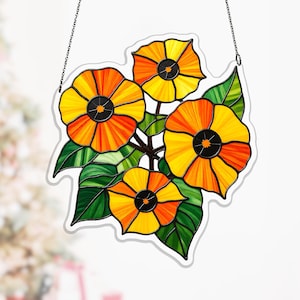 Attrape-soleil acrylique plante grimpante oeil d'onyx, tenture de fenêtre de vigne grimpante pour la décoration de salle de jardin, thunbergia alata, décoration suspendue de fenêtre