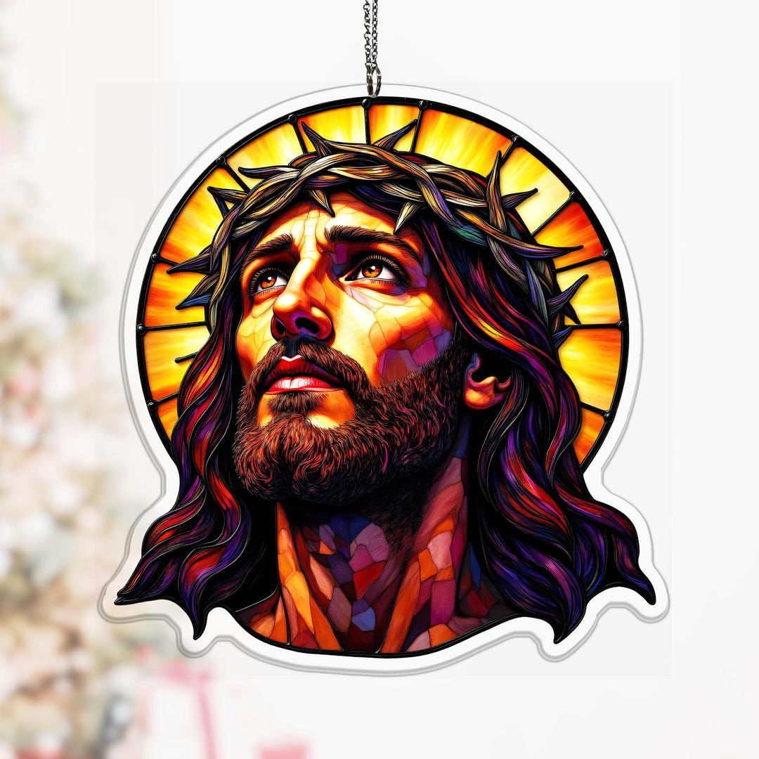 Devout Believer Face of Jesus Crown of Thorns Portrait Hanging Art ...