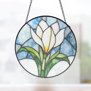 Atraviesa la nieve, atrapasol con marco negro, moderno atrapasol floral de primavera para ventana, regalos para la decoración del hogar de la mujer