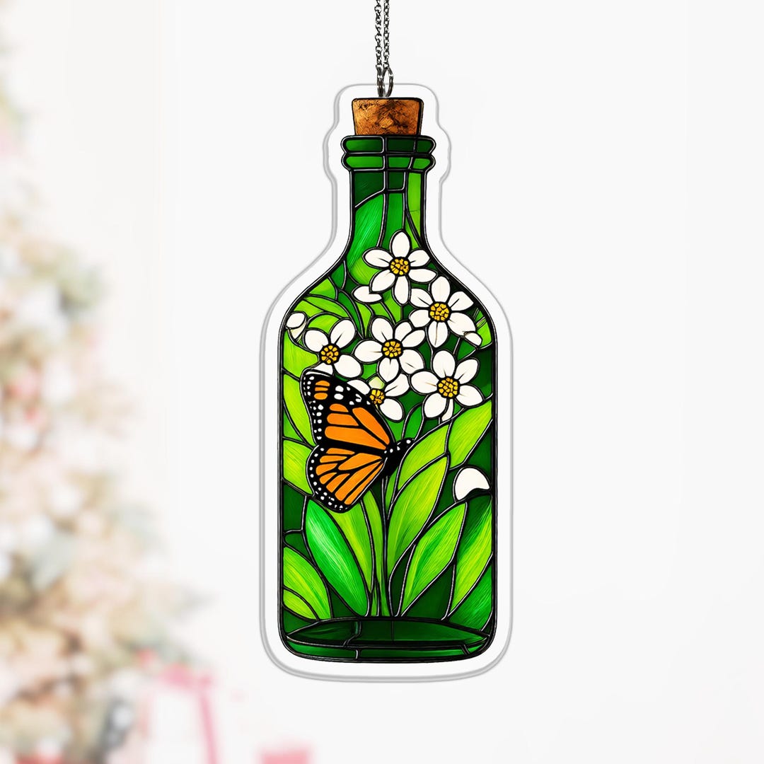 May Birth Flower Acrylic Suncatcher, Lily of the Valley Bottle Hanging ...