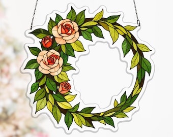 Cascading Rose Acrylic Suncatcher, Custom Name Hanging Decor for Mom Grandma Gift, sun catcher decor, custom floral gift