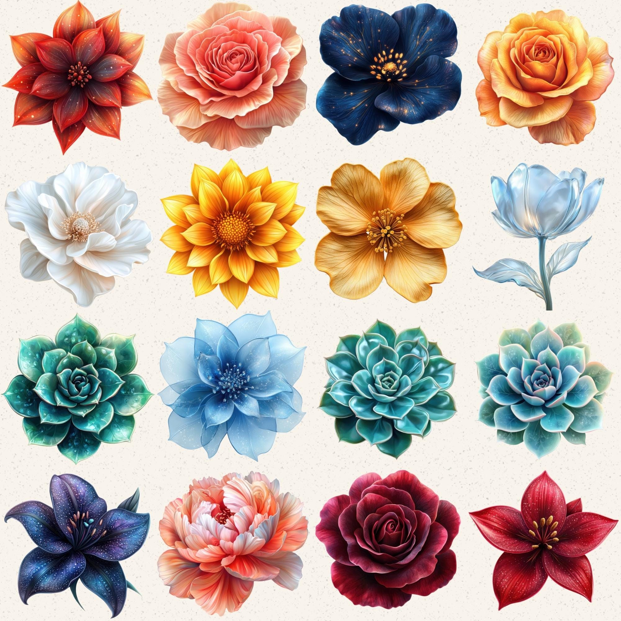 Fantasy Flower Clipart, 100+ Watercolor Floral PNG Images, Fairy Garden ...