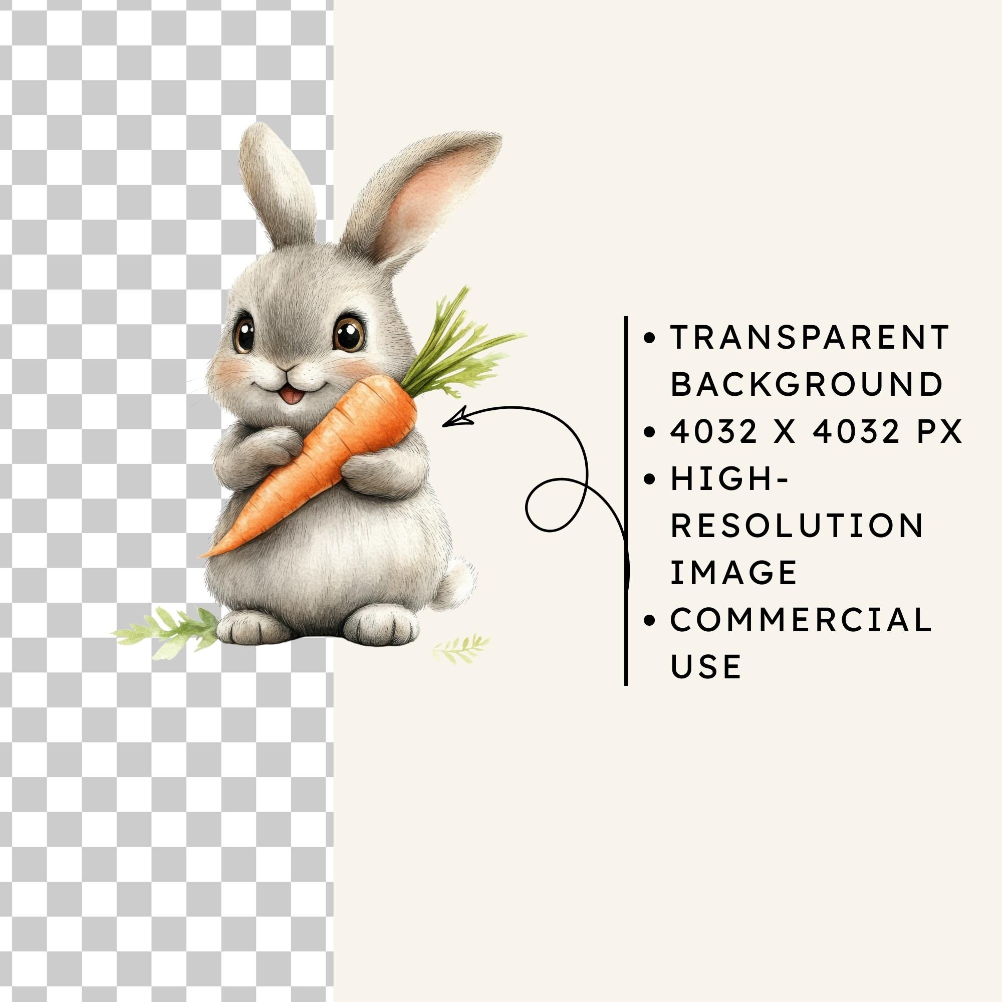 Watercolor Rabbit Clipart, Soft Bunny PNG Images (50 Files, Digital ...