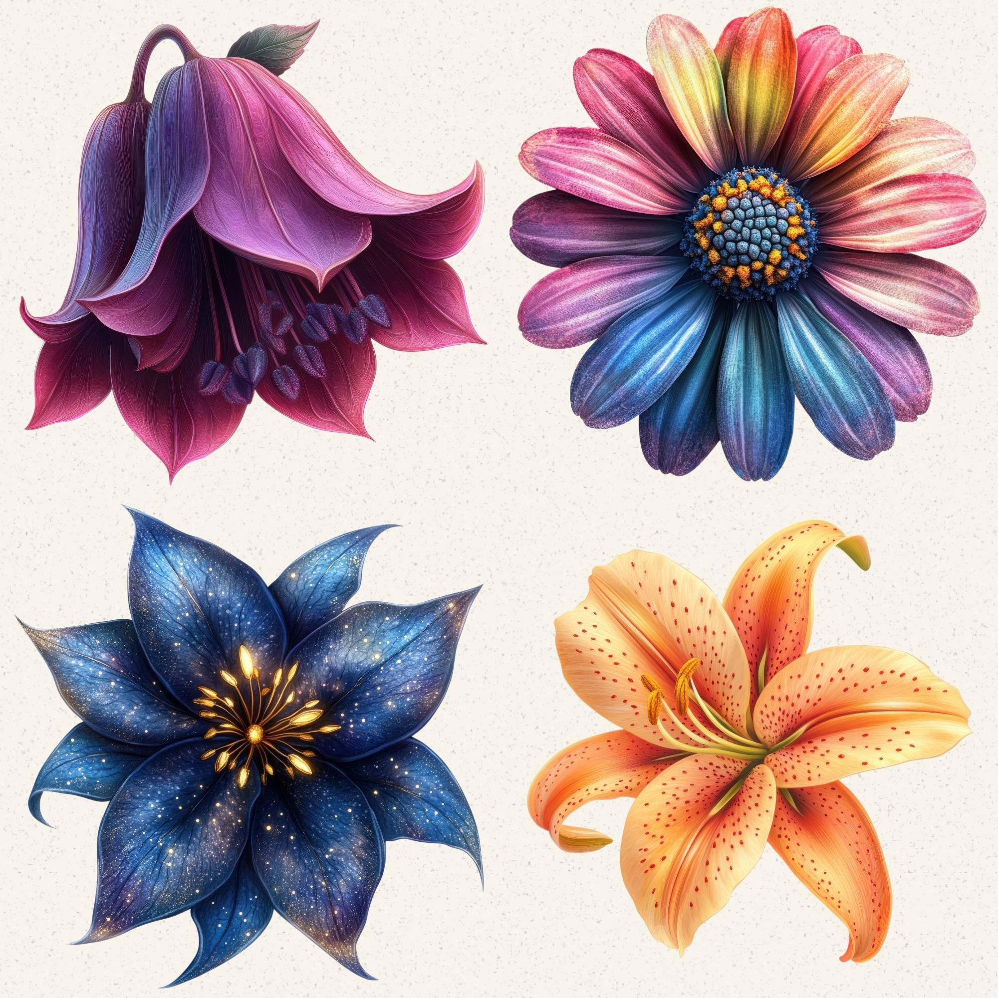 Fantasy Flower Clipart, 100+ Watercolor Floral PNG Images, Fairy Garden ...