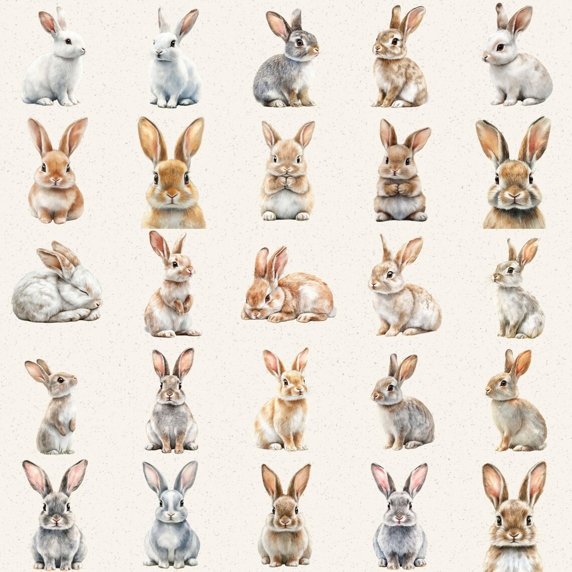 Watercolor Rabbit Clipart, Soft Bunny PNG Images (50 Files, Digital ...