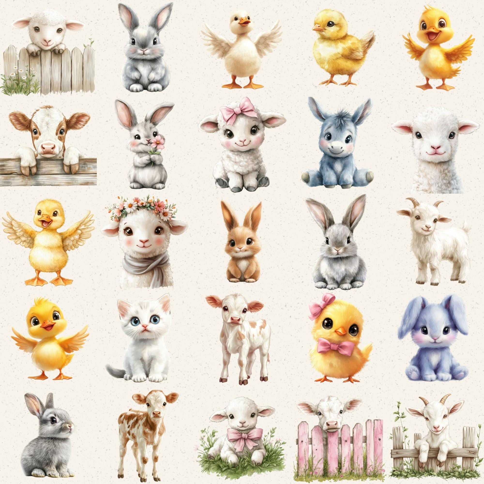 Watercolor Farm Animals Clipart Bundle, 79 Farm Friends PNG Files - Etsy