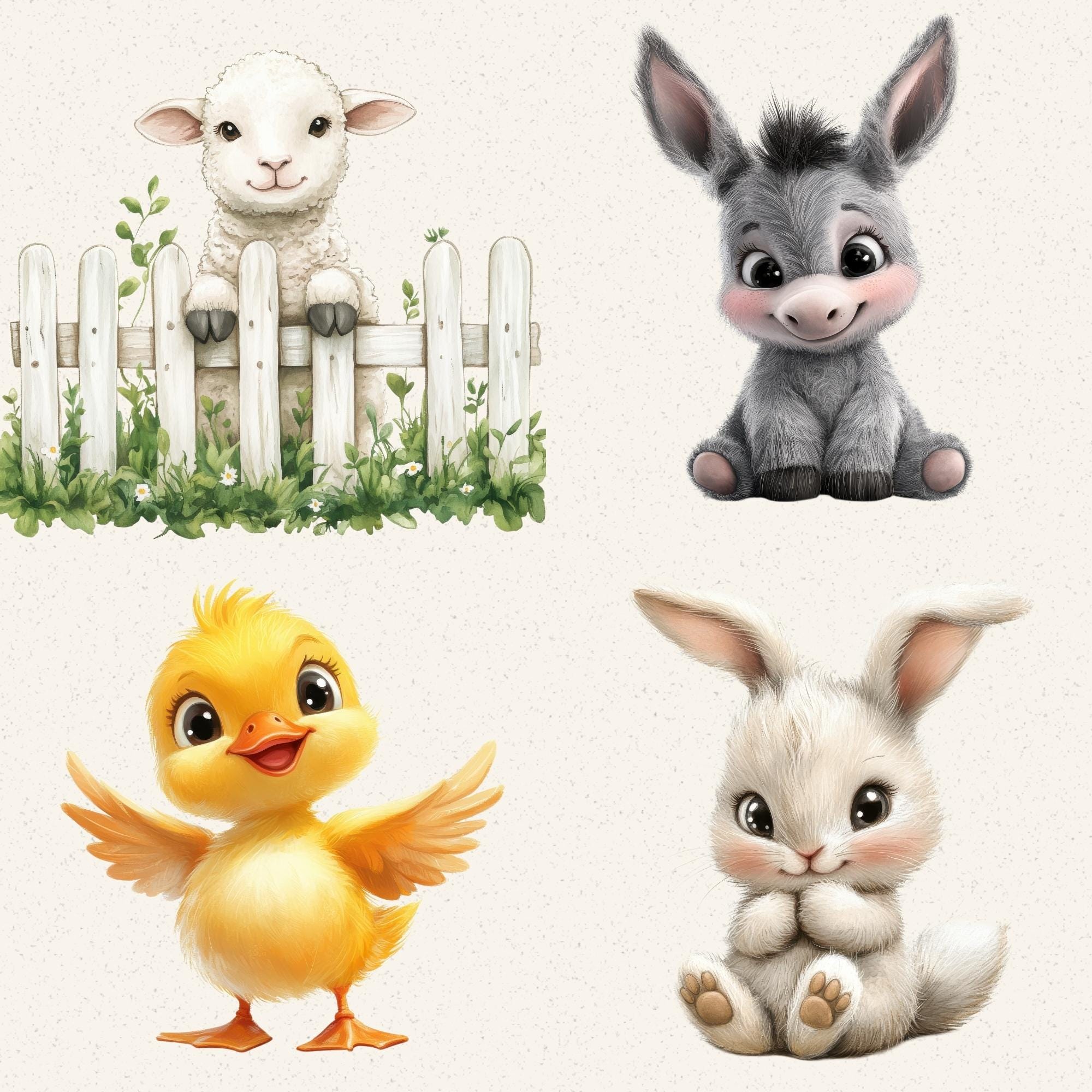 Watercolor Farm Animals Clipart Bundle, 79 Farm Friends PNG Files - Etsy