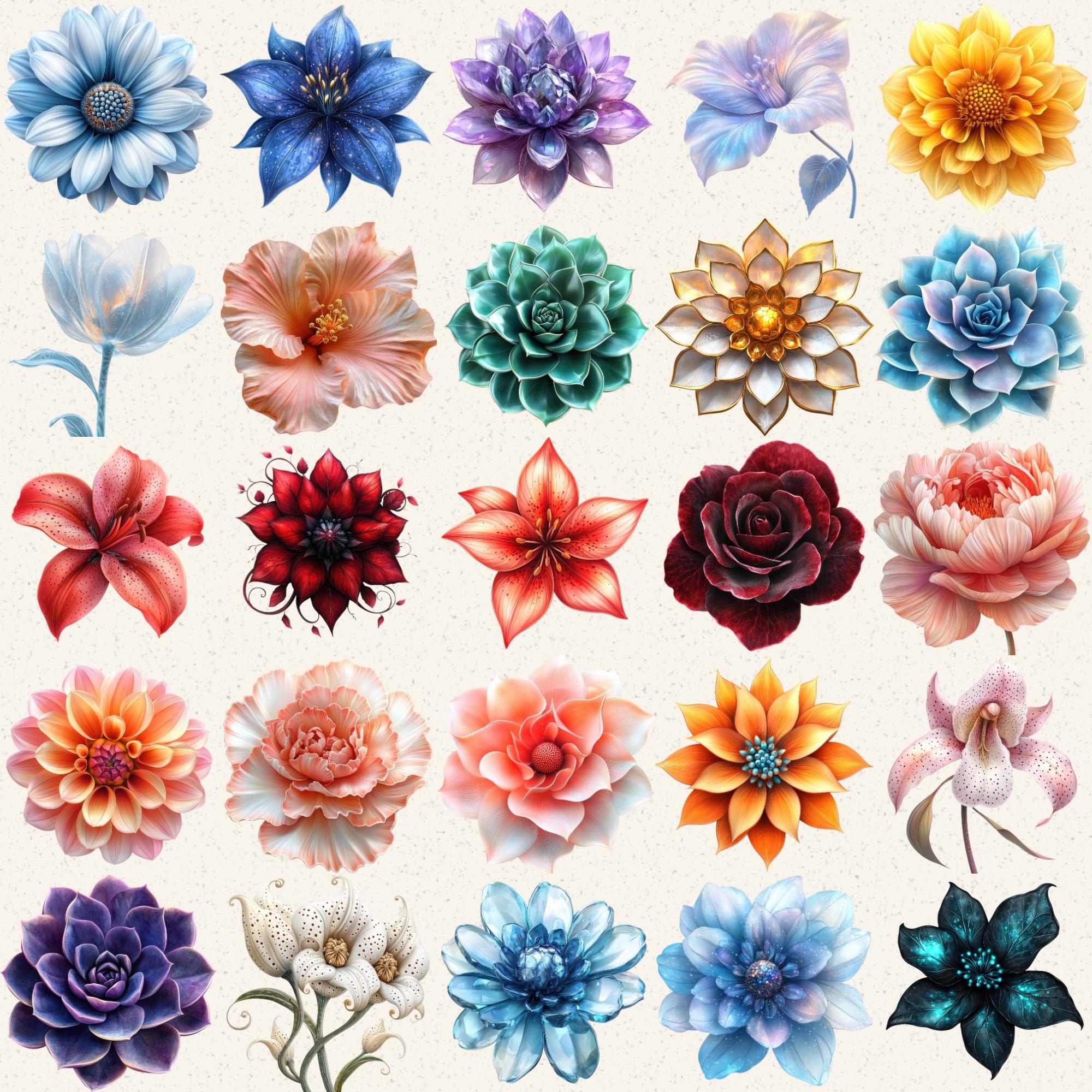 Fantasy Flower Clipart, 100+ Watercolor Floral PNG Images, Fairy Garden ...