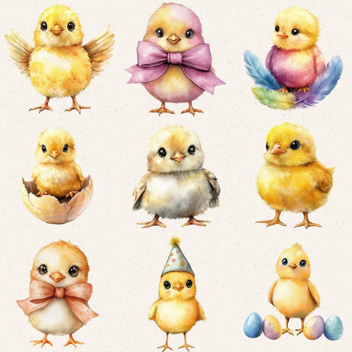 Watercolor Chick Clipart Bundle, 35 Baby Chicken PNG Files for Farm ...