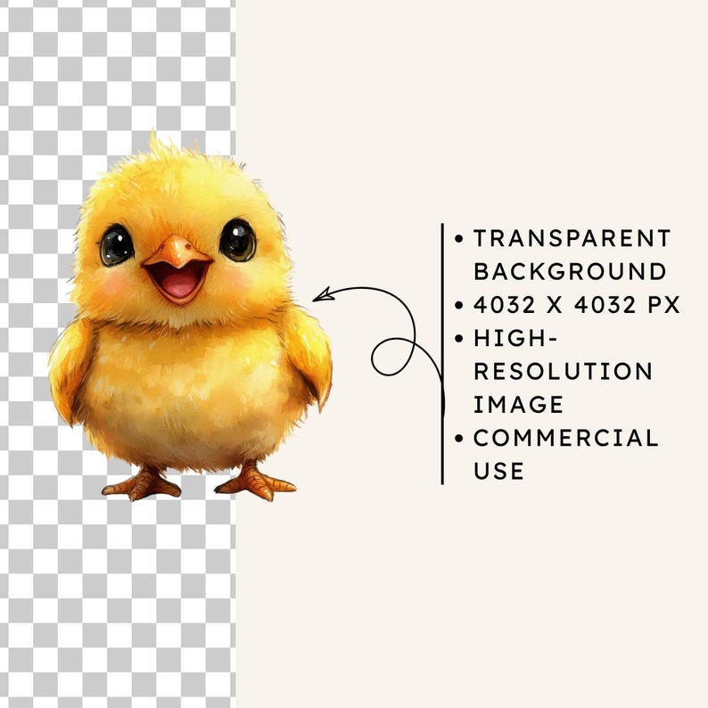 Watercolor Chick Clipart Bundle, 35 Baby Chicken PNG Files for Farm ...